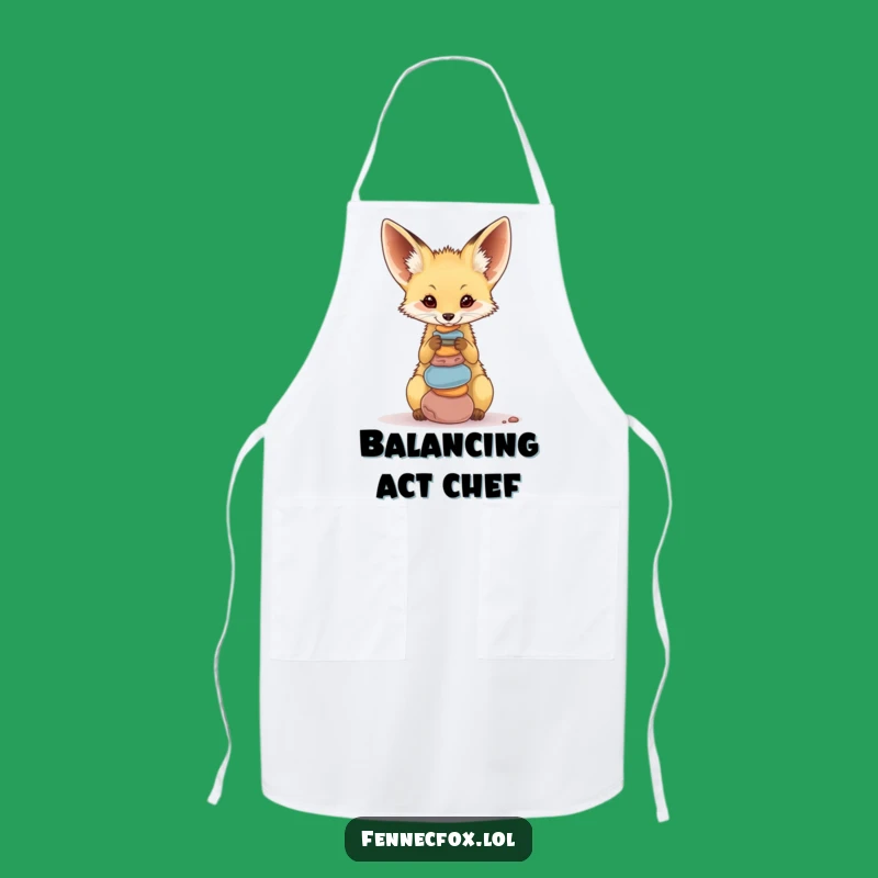 Funny Fennec Fox Pebble Balance Apron: Kitchen Fun, Perfect Culinary Gift