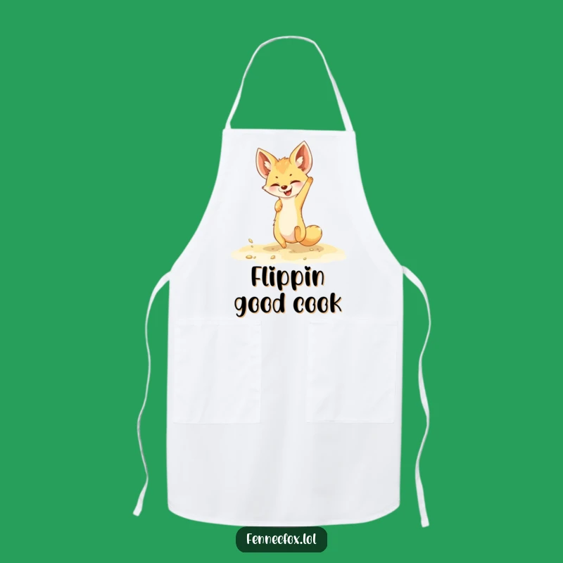Funny Fennec Fox Apron - Playful Somersault Chef Design, Kitchen Fun, Gift