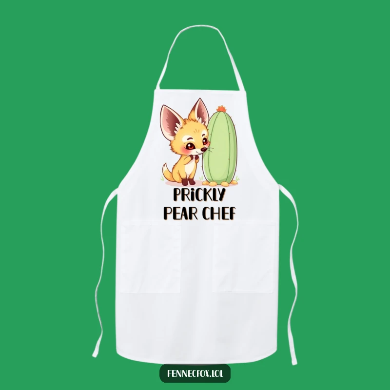 Funny Fennec Fox Apron - Chef's Cactus Sniff Design, Kitchen Fun, Unique Gift