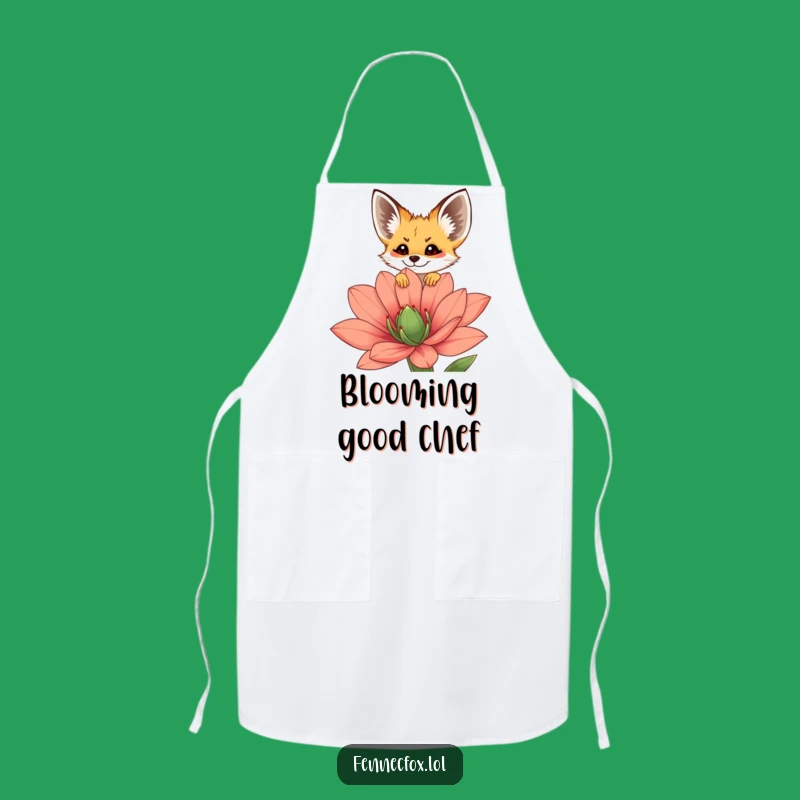 Funny Fennec Fox Apron - Chef's Peeking Flower Design, Kitchen Fun, Unique Gift