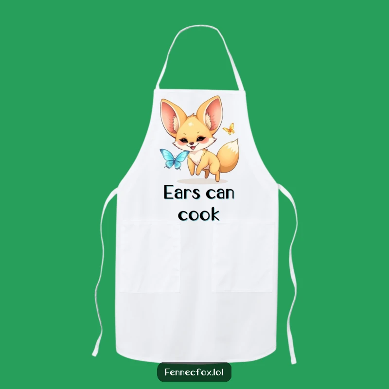 Funny Fennec Fox Apron: Cute Kawaii Fox with Big Ears Cooking, Perfect Humorous Gift!
