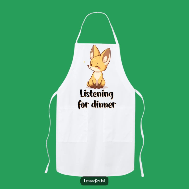 Funny Fennec Fox Apron: Listening Character - Desert Kitchen Fun Gift