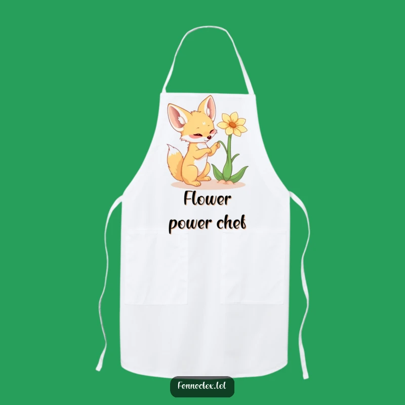 Funny Fennec Fox Flower Kitchen Apron - Playful Chef Gift