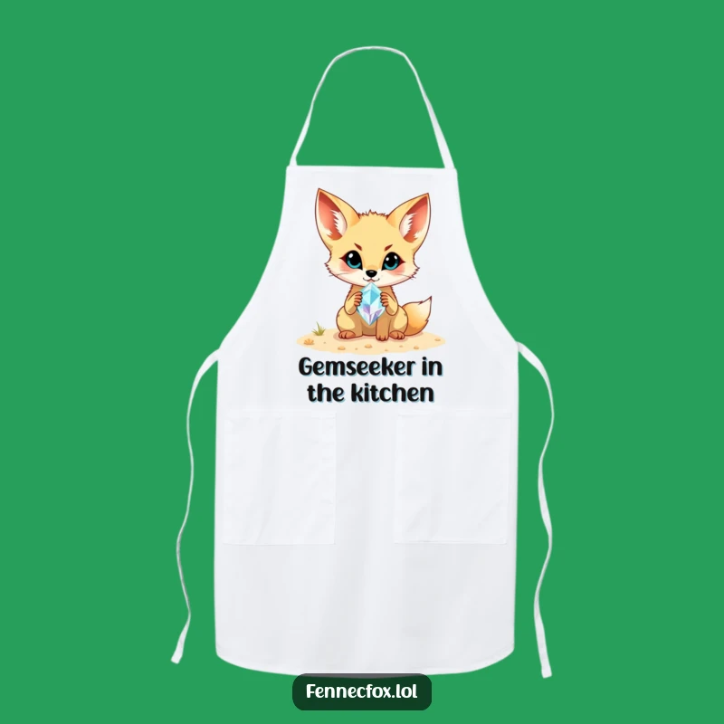 Funny Fennec Fox Gemstone Apron: Kitchen Treasure Hunter Wear, Fun Funny Gift