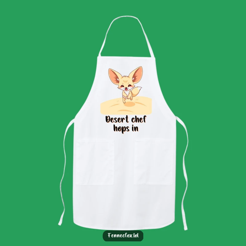Funny Fennec Fox Leap Apron: Hilarious Desert Chef Gift for Cooks