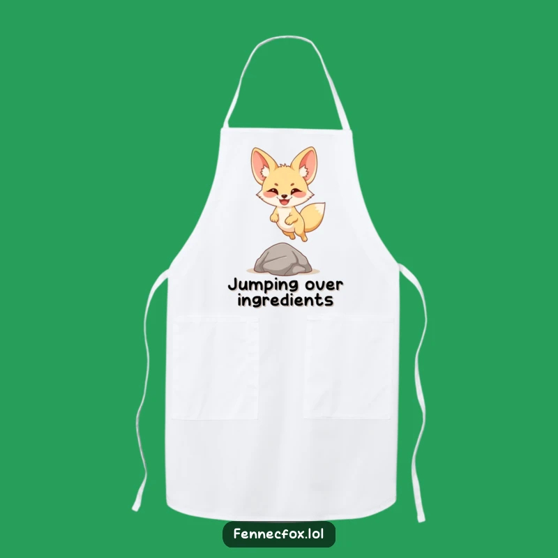 Funny Fennec Fox Leap Apron: Kitchen Cartoon Cheer Wear, Great Cook Gift