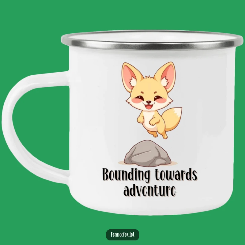 Adventure Funny Fennec Fox Leap Camping Mug: Outdoor Cartoon Joy Gift