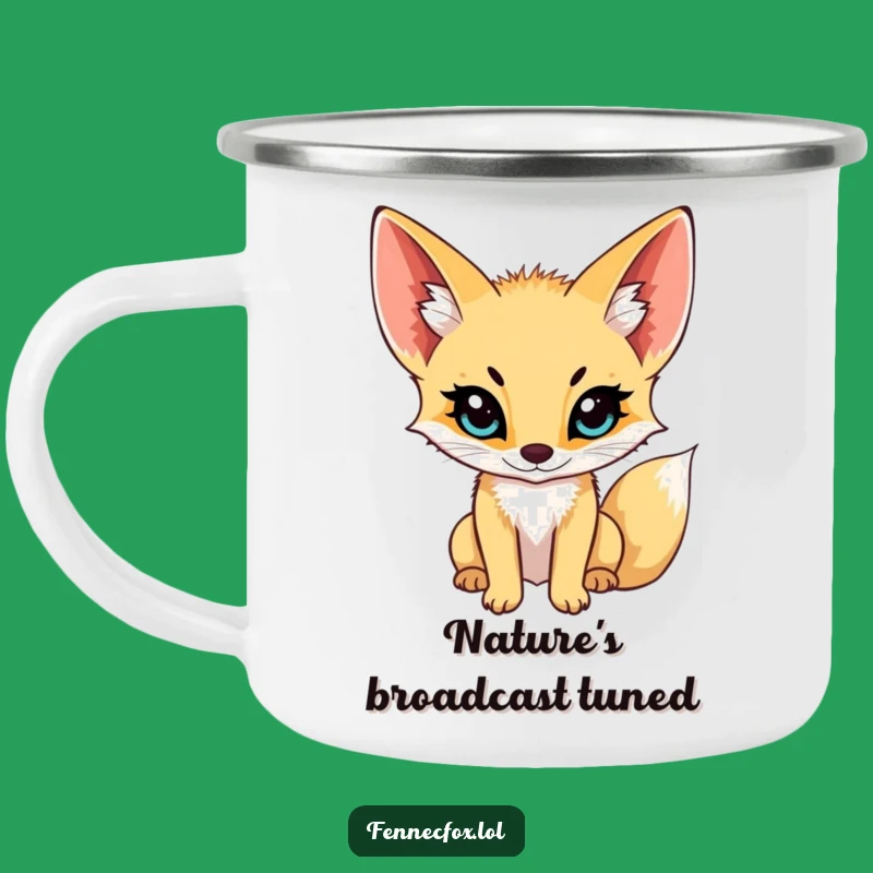 Adventure Funny Fennec Fox Listening Camping Mug - Outdoor Focus Gift