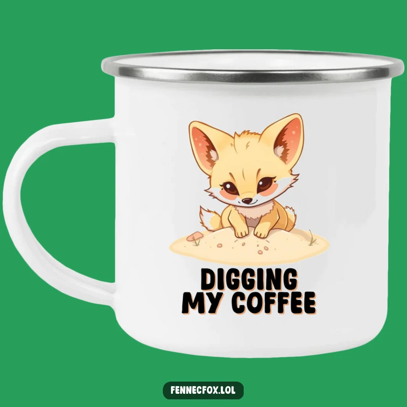 Funny Fennec Fox Digging Camping Mug - Hilarious Outdoor Adventure Mug