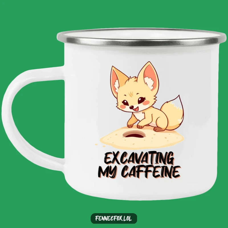Adventure Funny Fennec Fox Digging Camping Mug: Outdoor Cartoon Energy Gift