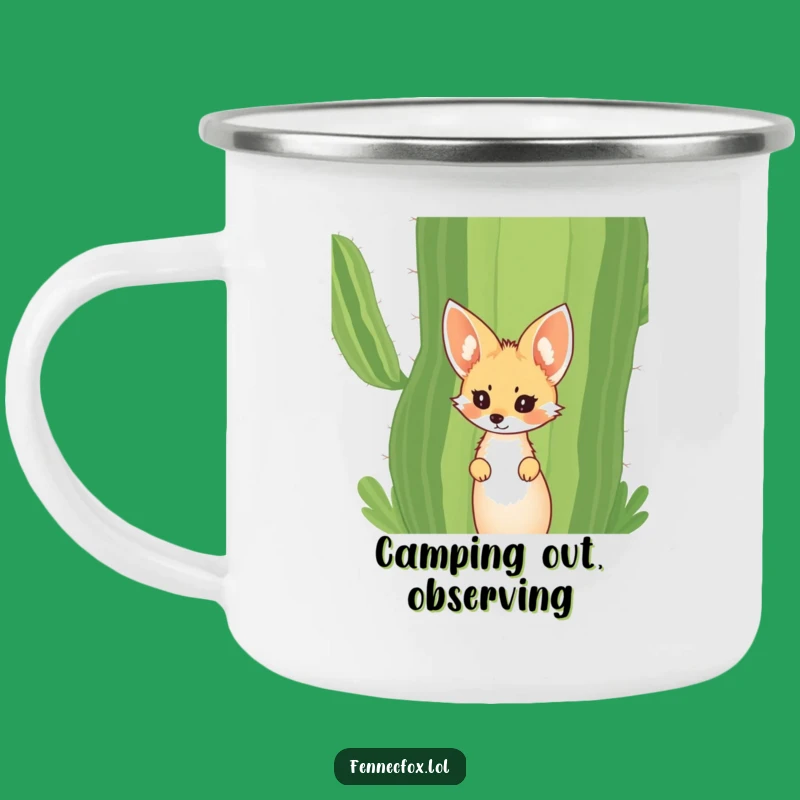 Funny Fennec Fox Cactus Camping Mug: Curious Desert Adventure Gift