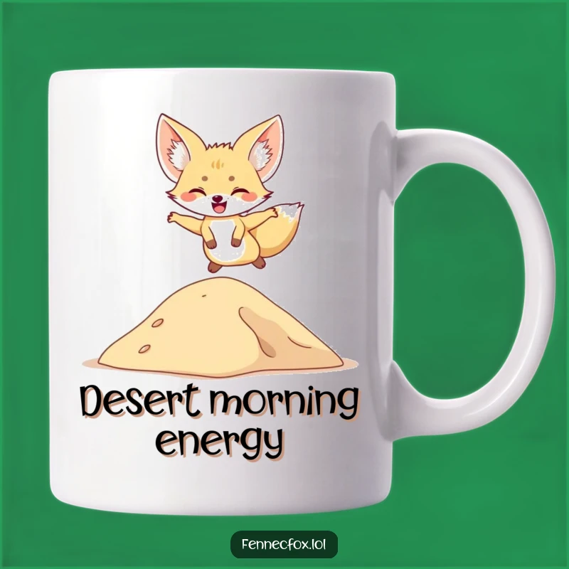 Funny Fennec Fox Mug: Joyful Leaps & Desert Delight Gift