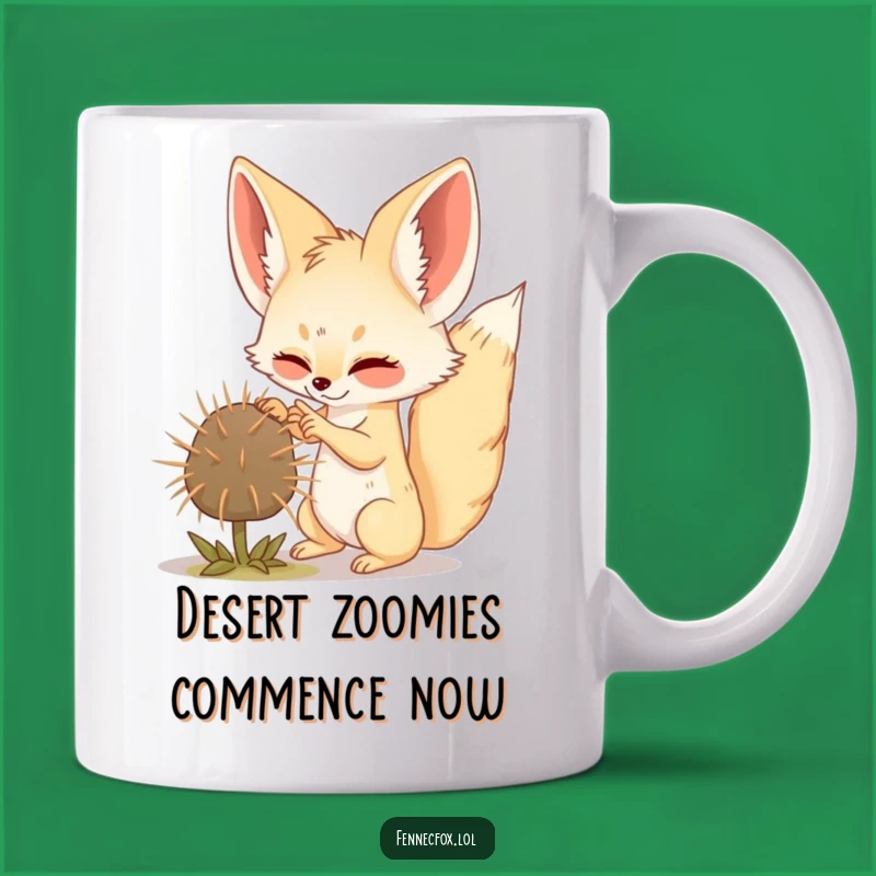 Funny Fennec Fox Batting Tumbleweed Mug: The Perfect Playful Desert Companion Gift
