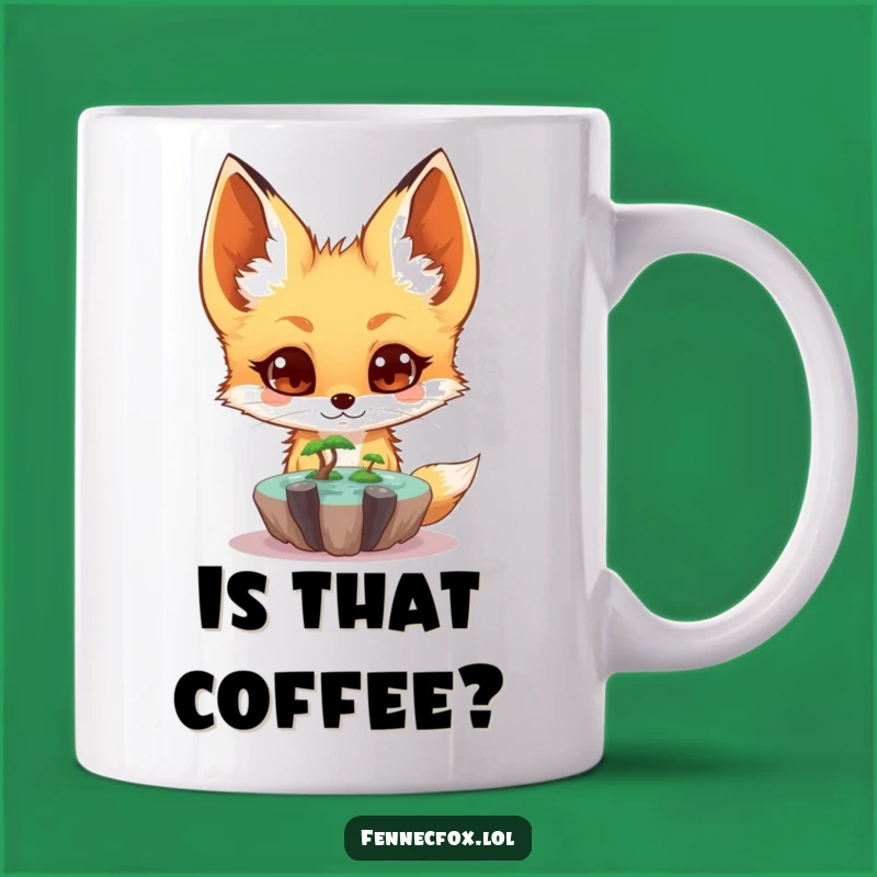 Funny Fennec Fox Oasis Mug - Surprised Wide Eyes, Magical Discovery Gift