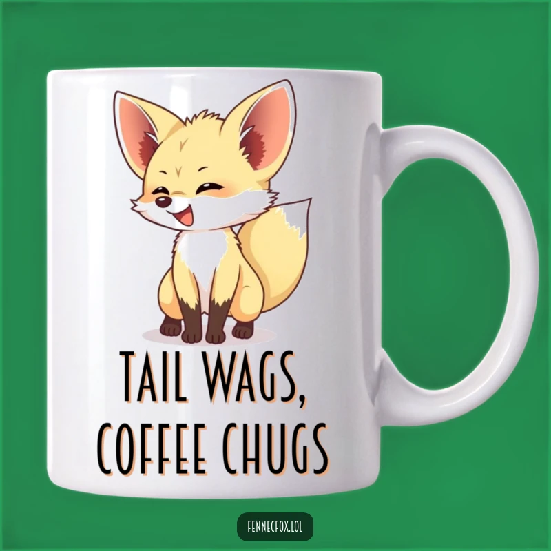 Funny Fennec Fox Tail Wagging Mug - Hilarious Animal Lover Gift for Joyful Moments