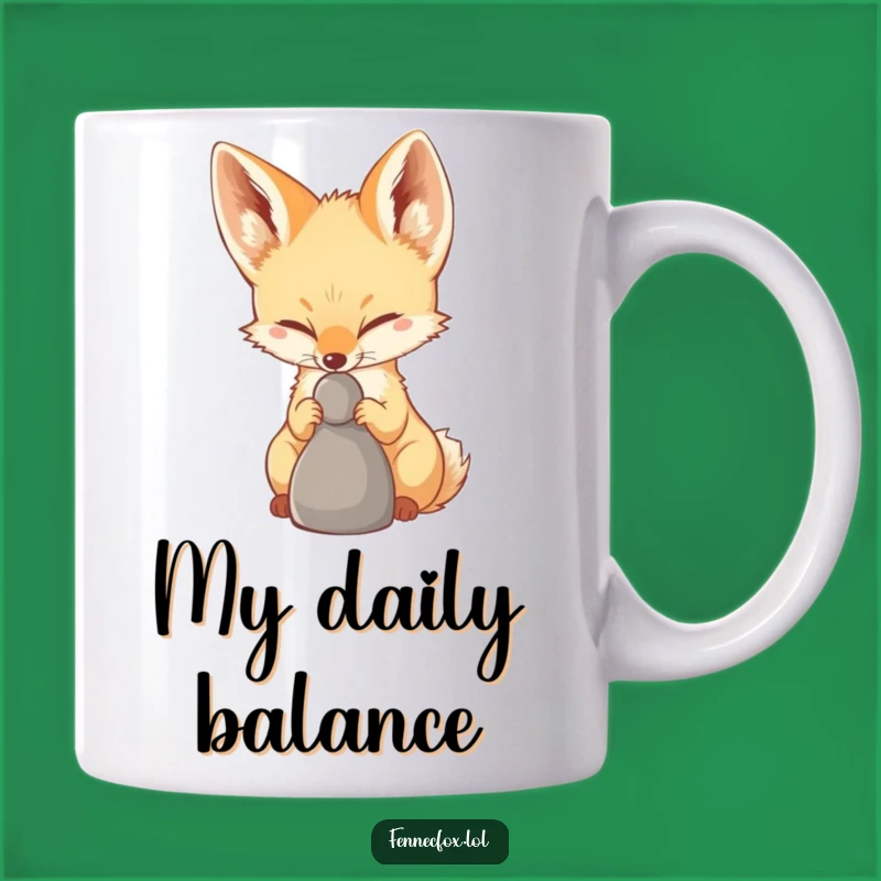 Funny Fennec Fox Pebble Balance Mug - Hilarious Trickster Gift for Animal Lovers