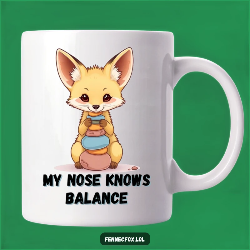 Funny Fennec Fox Pebble Balance Mug: Adorable Animal, Perfect Gift for Fennec Lovers