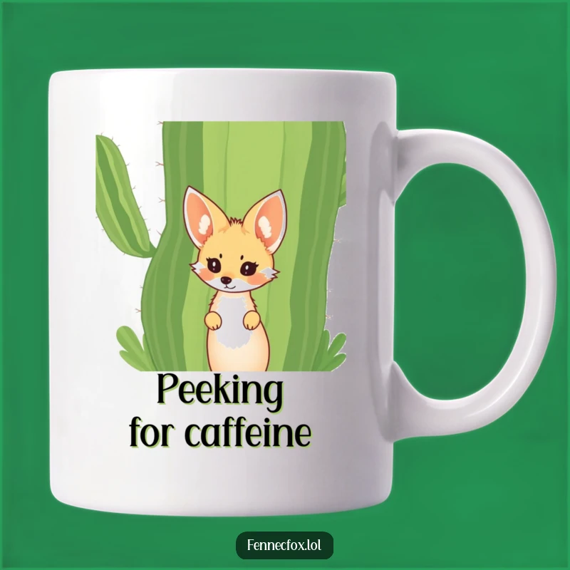 Funny Fennec Fox Cactus Mug: Curious Desert Dweller Gift for Fox Fans