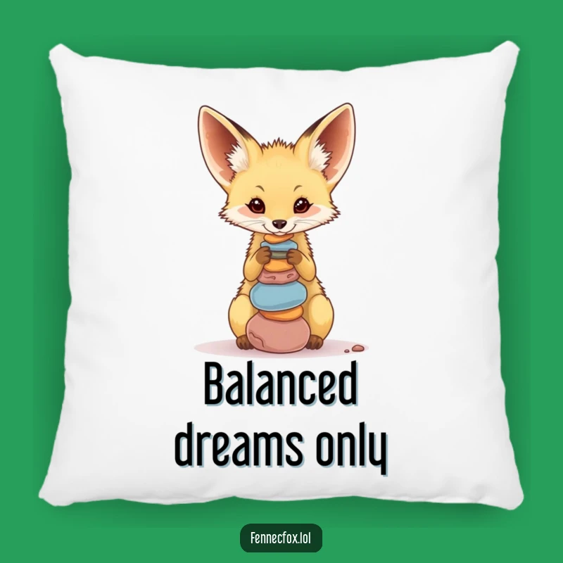 Cozy Funny Fennec Fox Pebble Balance Pillow: Plush Comfort, Hilarious Gift