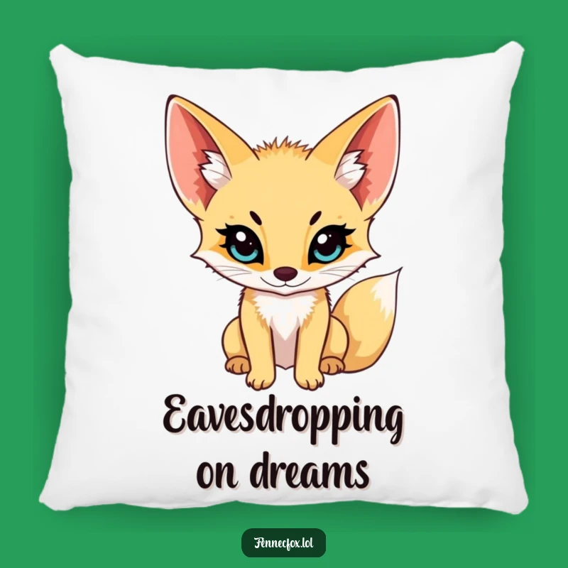 Cute Funny Fennec Fox Listening Pillow - Cozy & Attentive Accent