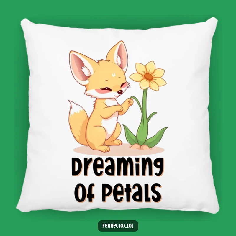 Cute Funny Fennec Fox Flower Pillow - Cozy & Playful Accent