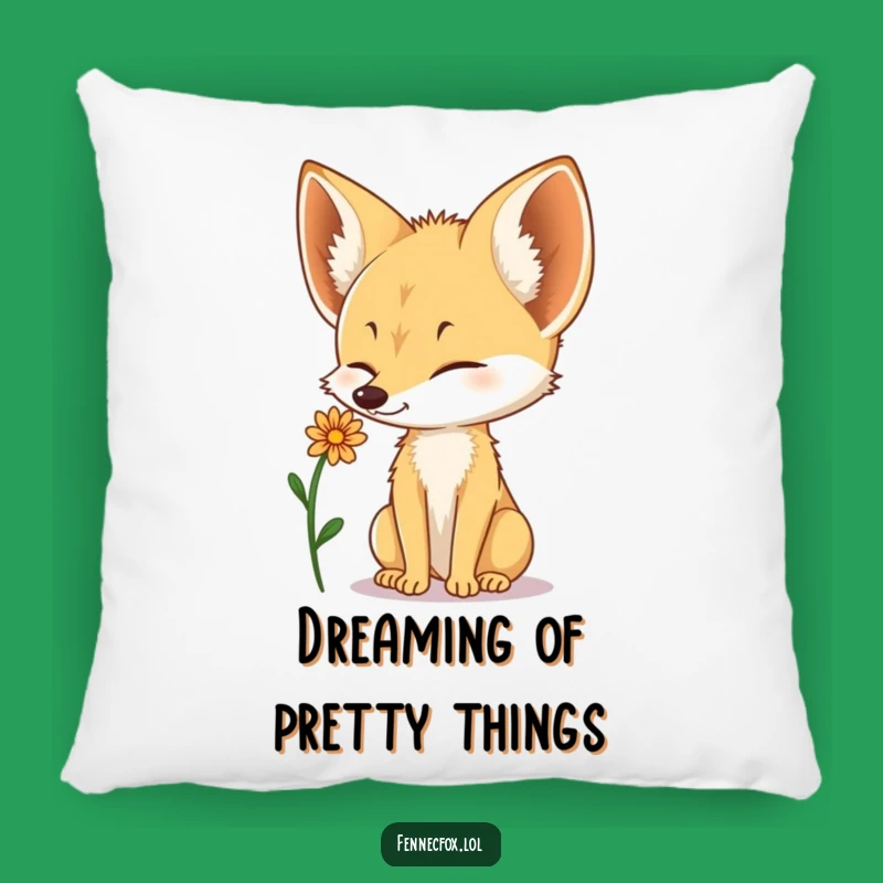 Soft Fennec Fox Flower Balance Pillow: Cozy & Delicate Home Decor Gift