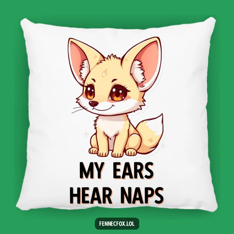 Funny Fennec Fox Pillow: Cozy Listener - Soft Funny Gift for Comfort