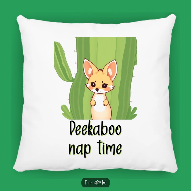Funny Fennec Fox Cactus Pillow: Cozy & Curious Desert Accent Gift