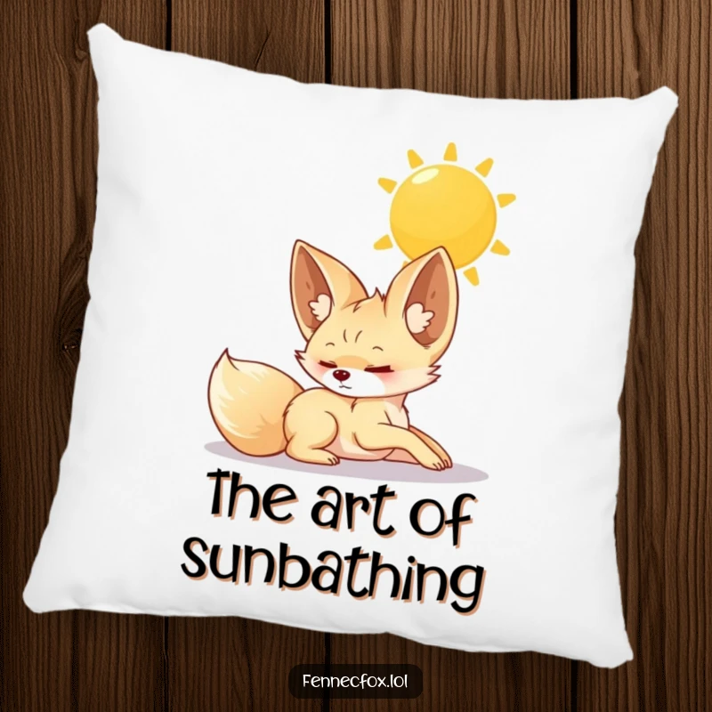 Funny Pillow, a fennec fox stretching luxuriously under the warm sun, offering comfort and a serene, cozy aesthetic.