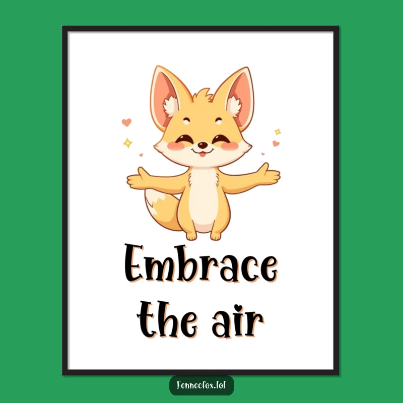 Funny Fennec Fox Digital Art: Embrace the Breeze, Instant Joyful Download