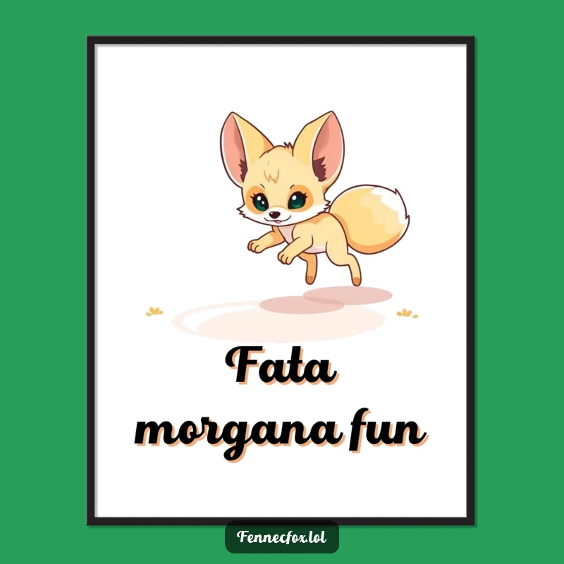 Funny Fennec Fox Mirage Pounce Digital Art: Hilarious Desert Wall Decor!