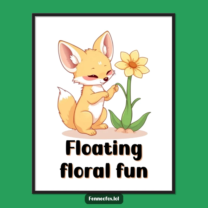 Playful Fennec Fox Flower Digital Art - Funny Desert Scene Download