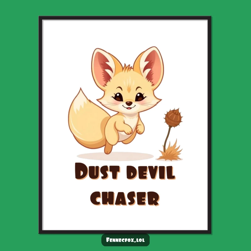 Funny Fennec Fox Chasing Tumbleweed Digital Art - Instant Desert Humor Decor