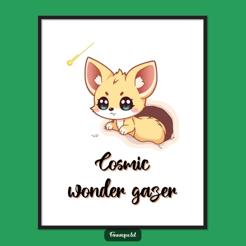 Funny Fennec Fox Comet Digital Art: Excited Fox Art - Instant Humorous Gift