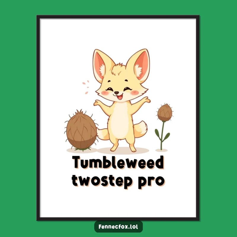 Funny Fennec Fox Dance Digital Art: Silly Desert Party Print Gift