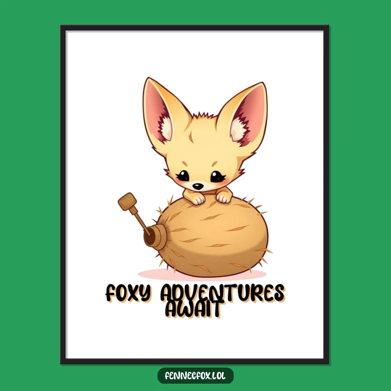 Funny Fennec Fox Digital Art - Desert Playfulness for Wall Decor Gift