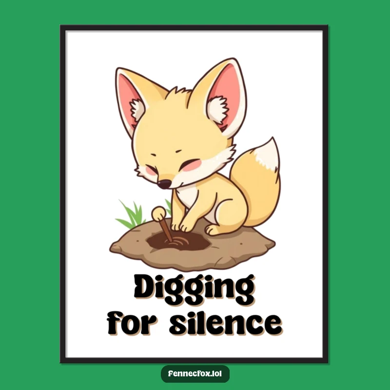 Funny Fennec Fox Digital Art: Digging Joy - Instant Funny Gift Download