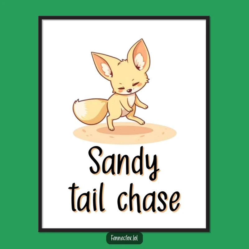 Funny Fennec Fox Tail Digital Art: Instant Desert Wall Decor Download