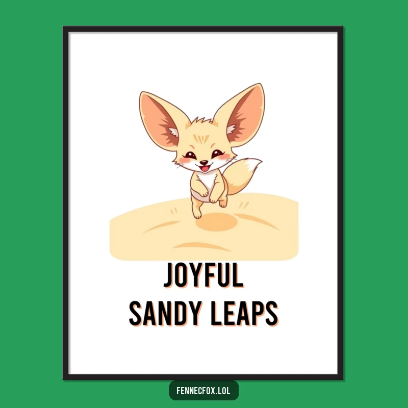 Funny Fennec Fox Leap Digital Art: Hilarious Desert Joyful Print Gift