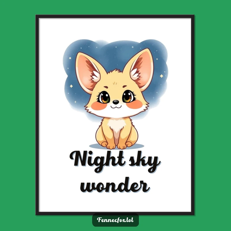 Funny Fennec Fox Starry Night Digital Art: Instant Hilarious & Dreamy Download