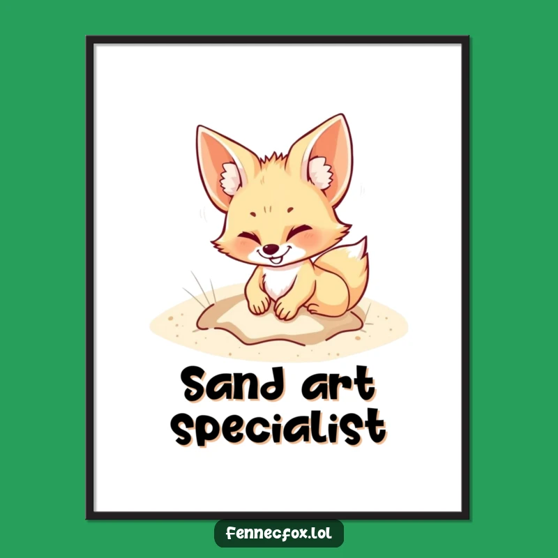 Funny Fennec Fox Digital Art: Playful Digger Print, Instant Funny Gift