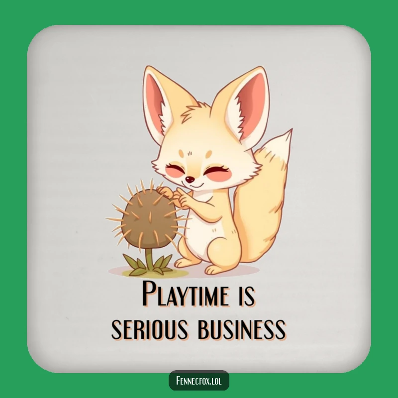 Funny Fennec Fox Batting Tumbleweed Coaster: Protect Surfaces Hilariously Gift