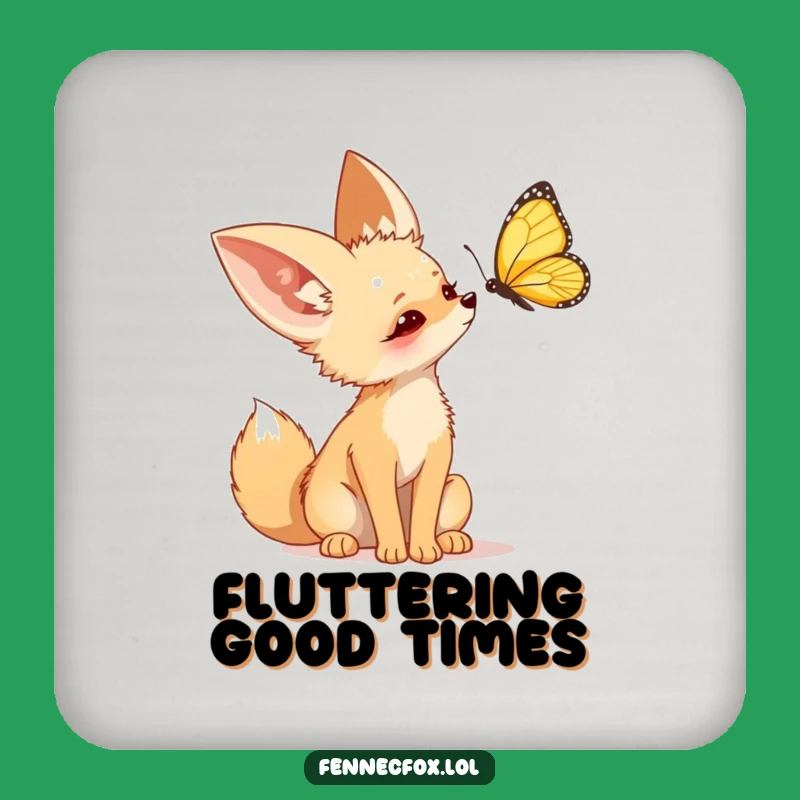 Funny Fennec Fox Butterfly Coaster Set: Protect Surfaces, Charming Gift