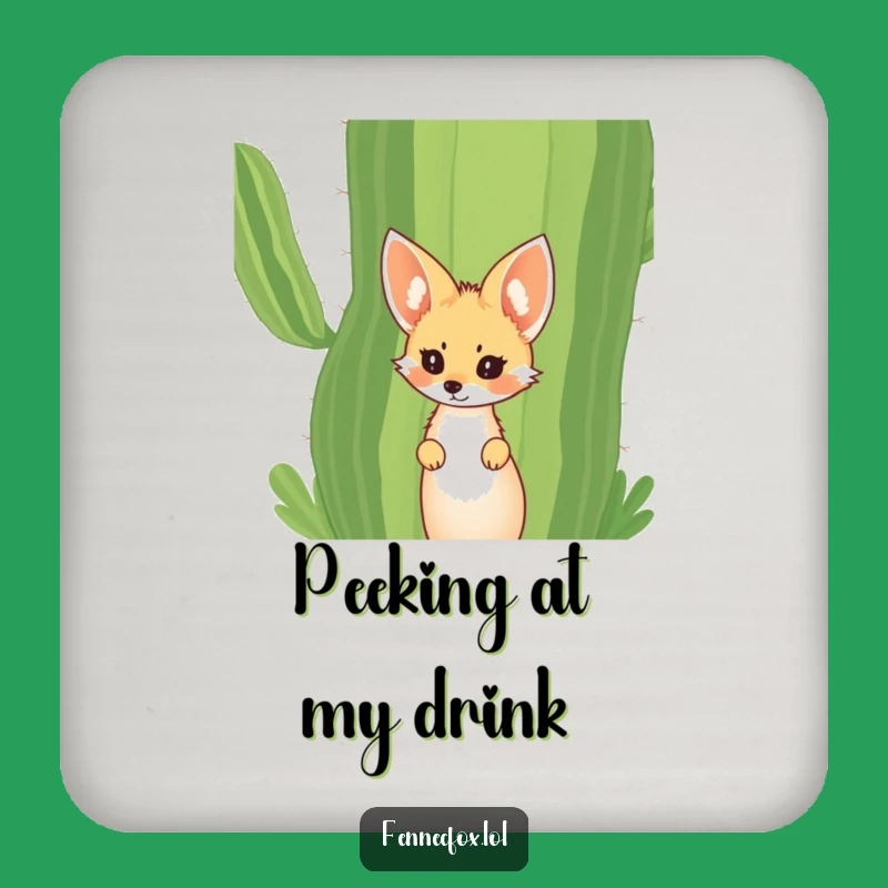 Funny Fennec Fox Cactus Coaster: Curious Desert Drink Guard Gift