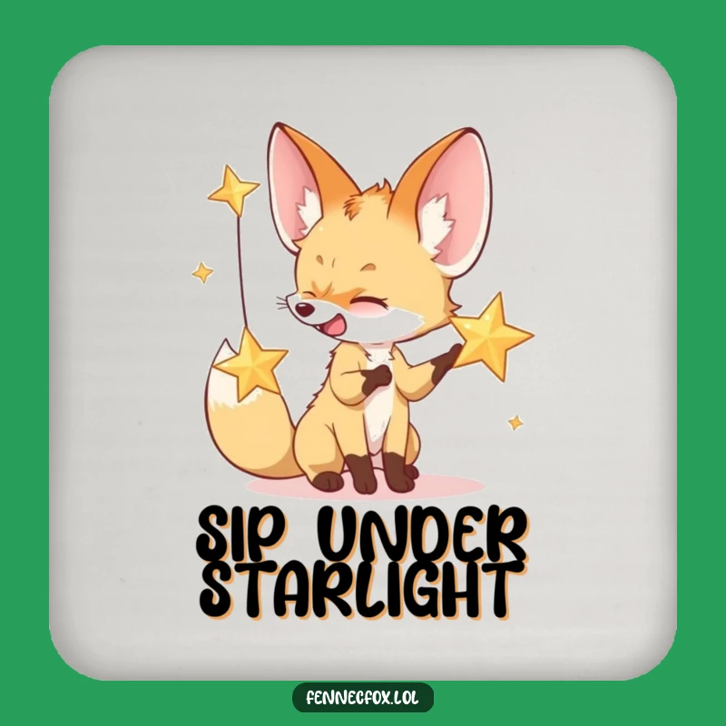 Funny Fennec Fox Coaster: Desert Night Charm & Perfect Gift