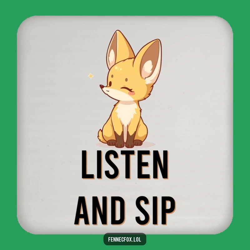 Funny Fennec Fox Coaster Set: Listening Character - Protect Your Table Gift