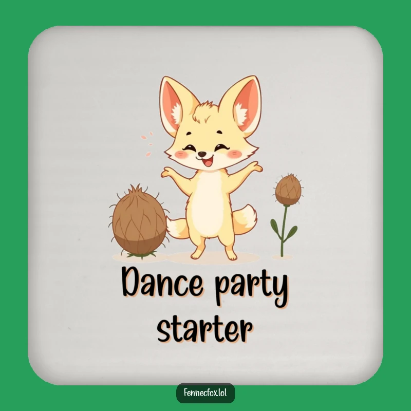 Funny Fennec Fox Dance Coaster: Silly Desert Party Gift