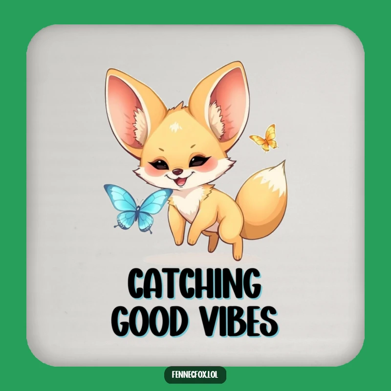 Funny Fennec Fox Drink Coaster: Protect Surfaces with Cute Kawaii Fox Art, Perfect Gift!