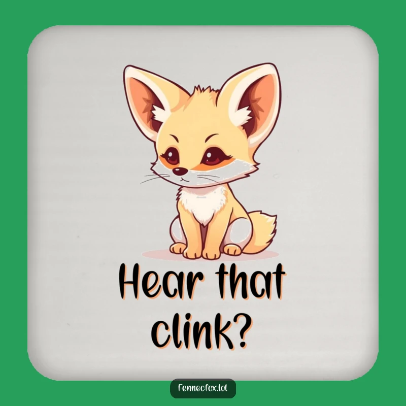 Funny Fennec Fox Listening Coaster: Protect Surfaces Attentively!