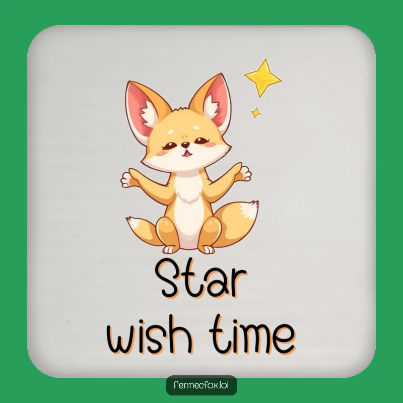 Funny Fennec Fox Star Wish Coaster - Magical Protection with Humor